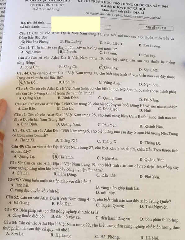Cập nhật gợi ý đáp án thi môn Địa lý THPT Quốc gia 2019 tất cả các mã đề - Ảnh 6.