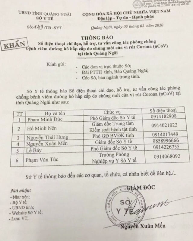 Vụ Giám đốc Sở Y tế “né” phát ngôn về dịch virus Corona, Chủ tịch Quảng Ngãi: “Tôi vừa gọi để nhắc nhở nhưng chưa được” - Ảnh 1.