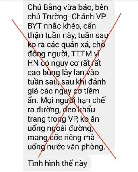 Bộ Y tế bác tin đồn Hà Nội bùng phát dịch bệnh Covid-19 trong tuần tới - Ảnh 1.