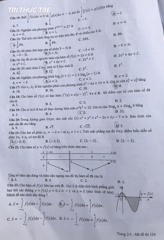 Cập nhật đáp án thi môn Toán THPT Quốc gia 2019 tất cả các mã đề - Ảnh 14.