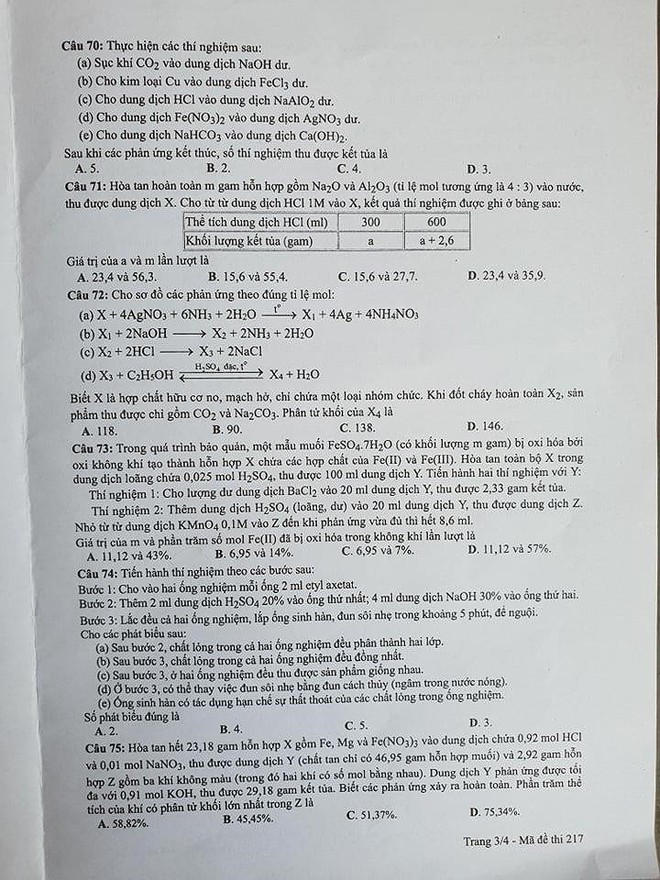 Cập nhật gợi ý đáp án thi môn Hóa học THPT Quốc gia 2019 tất cả các mã đề - Ảnh 8.