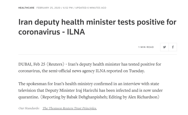 Reuters: Thứ trưởng Y tế Iran có kết quả xét nghiệm dương tính với virus corona chủng mới - Ảnh 3.
