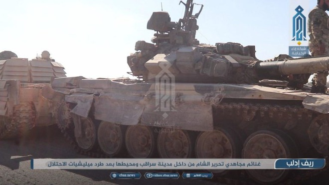 Phiến quân do Thổ Nhĩ Kỳ hậu thuẫn tóm sống loạt xe tăng T-90A, T-72, T-55 của QĐ Syria - Ảnh 1.