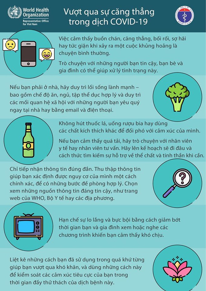 Infographics khuyến cáo: Cách đơn giản để vượt qua căng thẳng trong dịch Covid-19 - Ảnh 1.