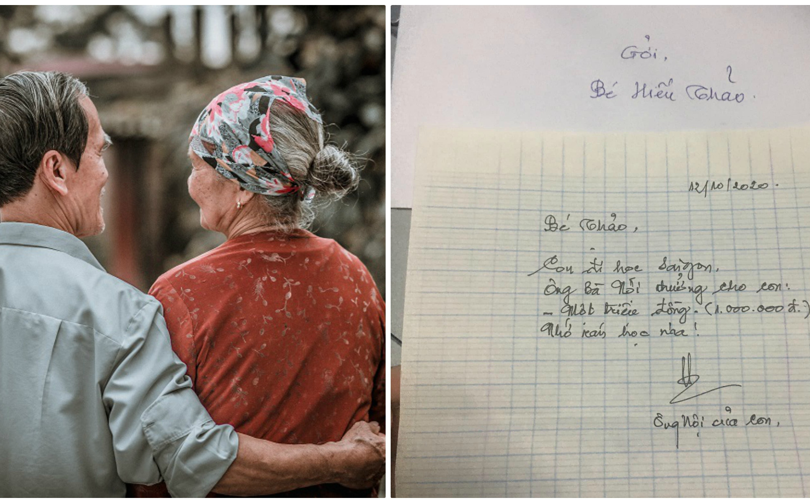 Ngày cháu gái lên Sài Gòn học, ông bà nội dúi vội bức thư dài 4 dòng, nội dung khiến tất cả &quot;cay mắt&quot;