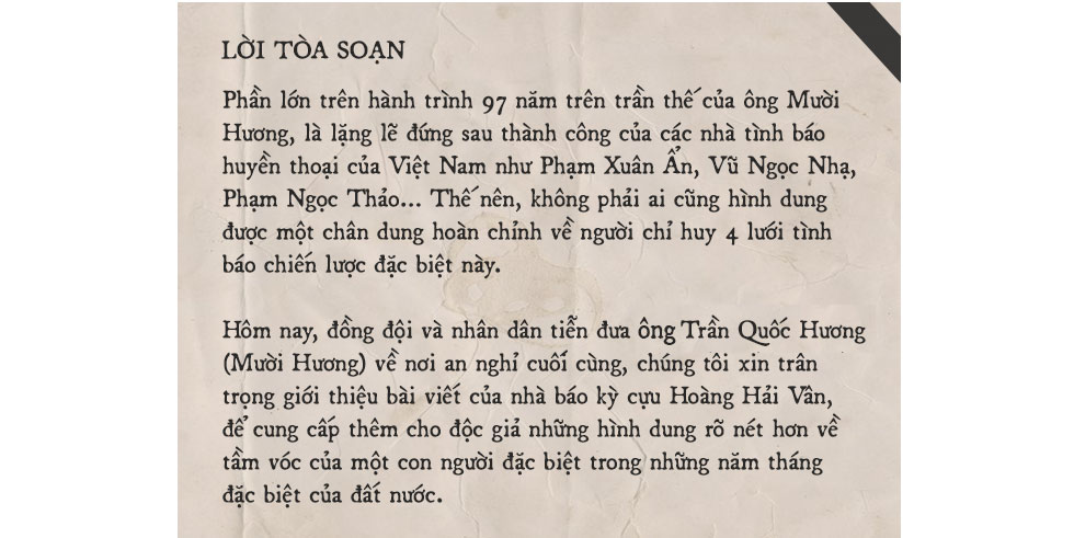 TẦM VÓC TRẦN QUỐC HƯƠNG - Người chỉ huy của những nhà tình báo huyền thoại - Ảnh 1.