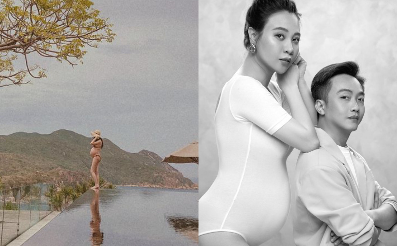 Chụp ảnh bầu ở mép bể bơi vô cực, Đàm Thu Trang khiến dân mạng lo lắng