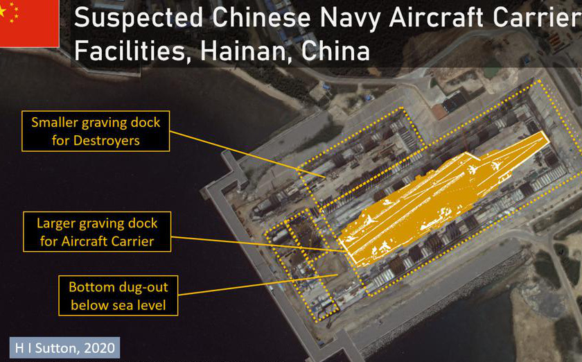 Lộ diện cơ sở hải quân bí mật của TQ: Tàu sân bay sẽ thường trực hiện diện ở Biển Đông?