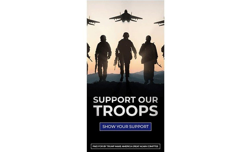 Kêu gọi ủng hộ quân đội Mỹ, nhóm gây quỹ của TT Trump dùng nhầm hình máy bay 