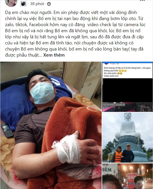 Vụ lốp ô tô phát nổ, chủ gara bị hất lên không trung: Con gái đính chính thông tin sốc - Ảnh 2.