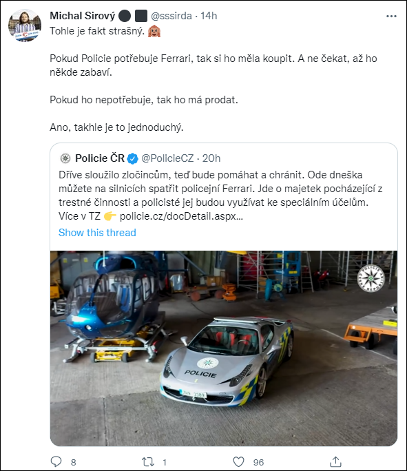 Chơi lớn như cảnh sát Séc: Biến siêu xe Ferrari của tội phạm thành xe tuần tra - Ảnh 2.