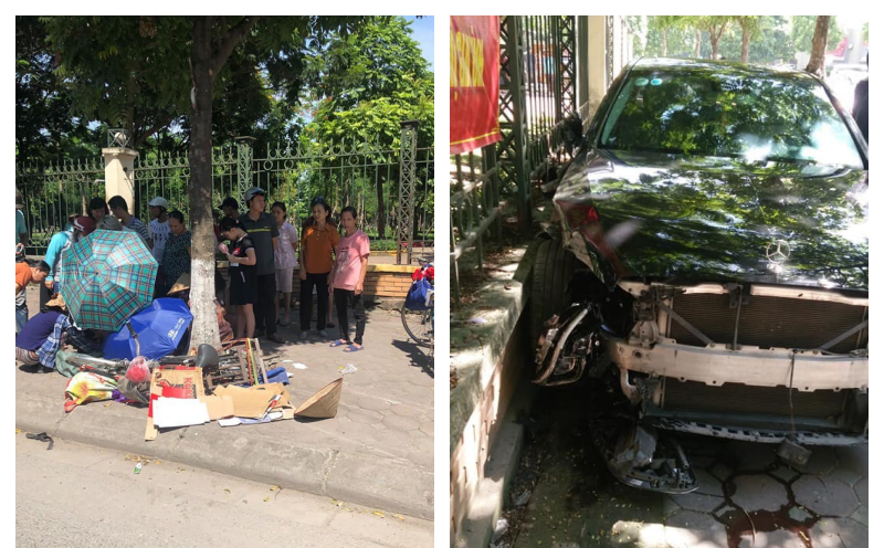 Nữ tài xế mất lái, lao lên vỉa hè phố Hà Nội, đâm trúng cụ bà thu gom phế liệu