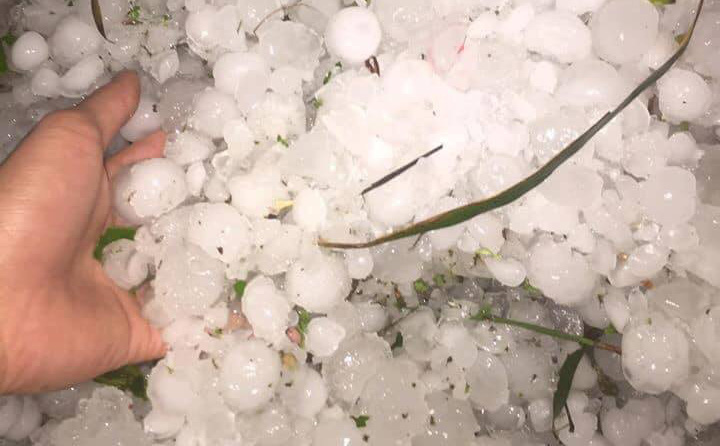 Mưa đá hạt to như hòn bi dội xuống trắng đất Lào Cai