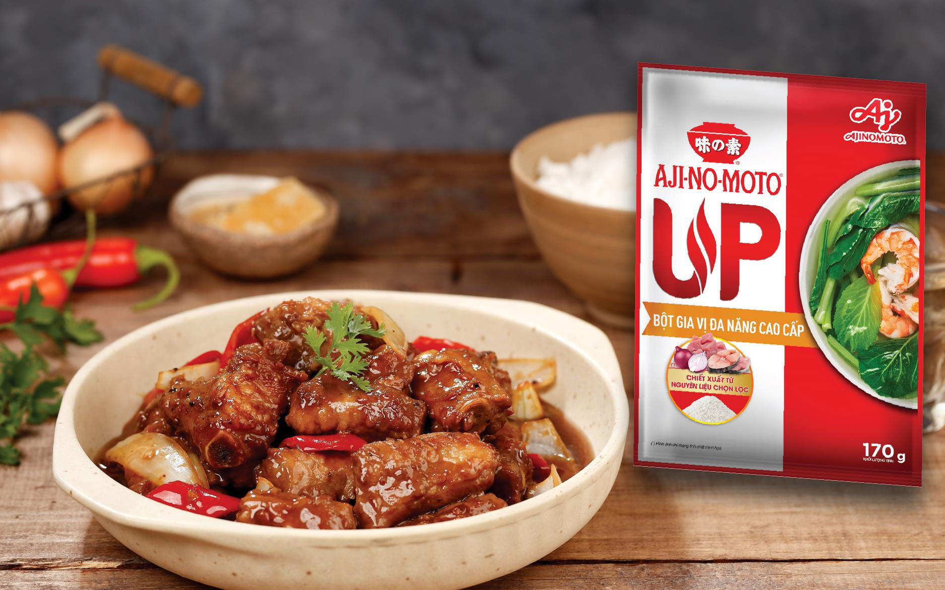 Bột gia vị đa năng cao cấp AJI-NO-MOTO® UP - Bừng vị ngon trong từng nguyên liệu món ăn