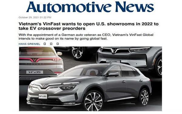 Truyền thông quốc tế: VinFast vươn ra thế giới với những mẫu xe điện của tương lai