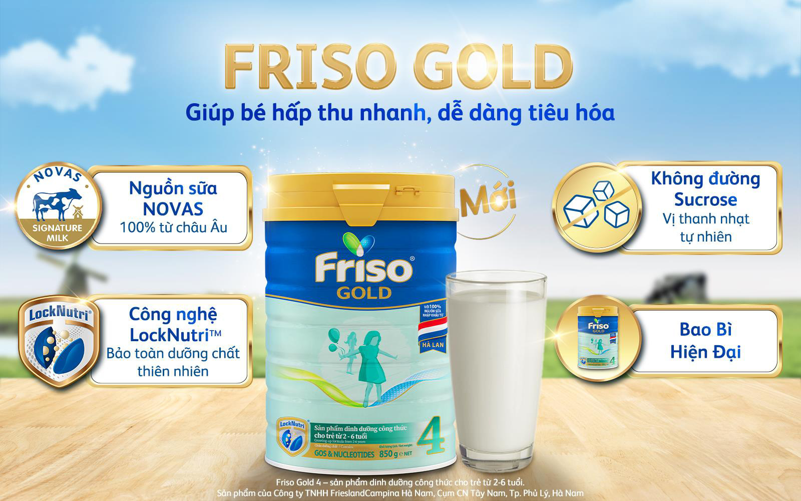 Friso Gold mới với nguồn sữa NOVAS 100% từ Châu Âu giúp bé dễ tiêu hóa