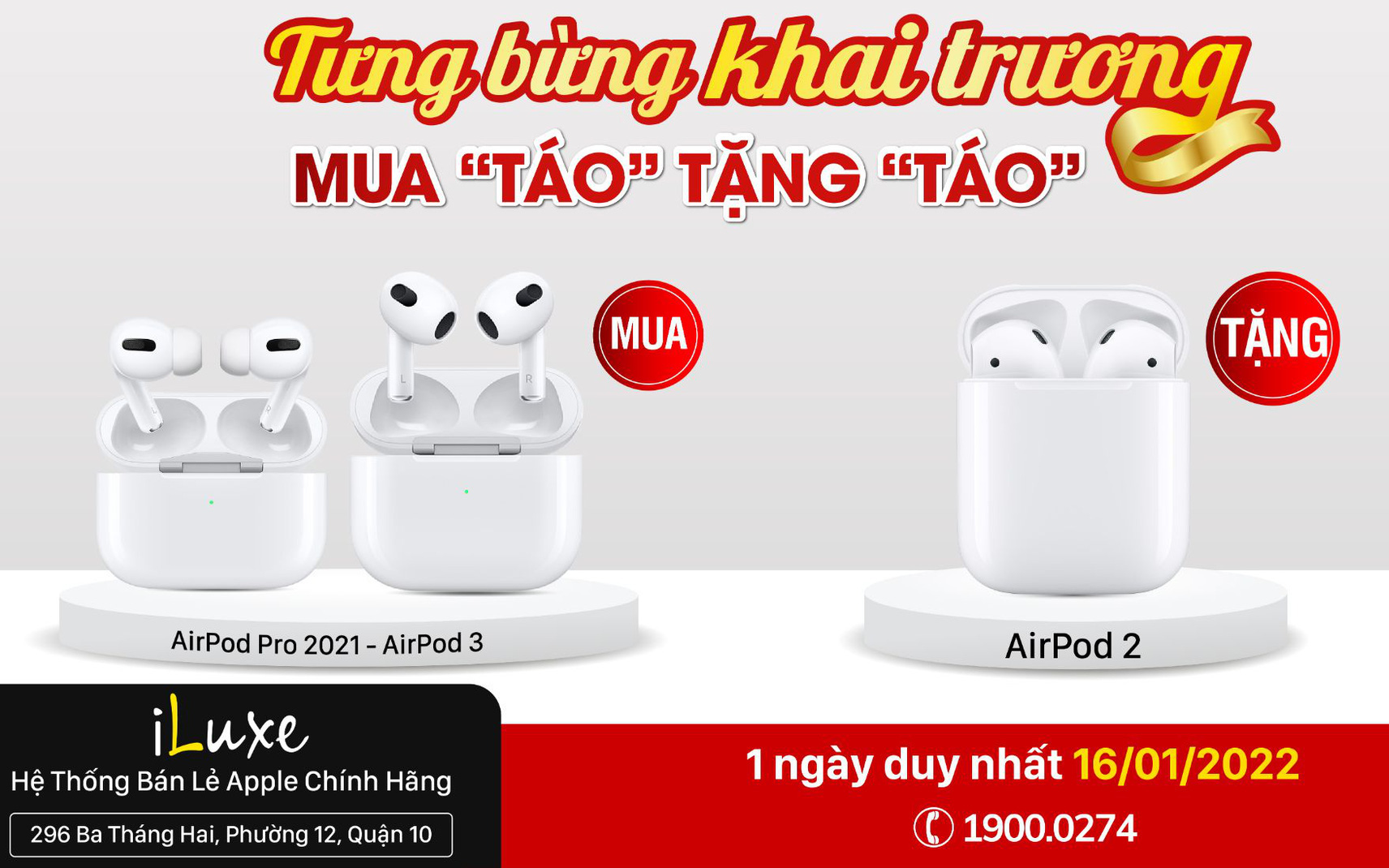 Mua AirPods tặng AirPods, giảm thêm 1.000.000 đồng - iLuxe tung loạt chương trình gây sốt