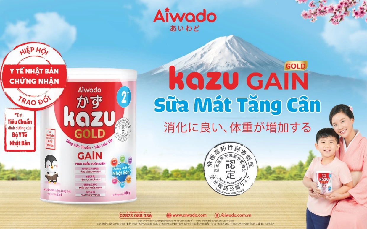Sữa mát tăng cân Kazu Gain Gold được Hiệp hội trao đổi Y tế Nhật Bản chứng nhận