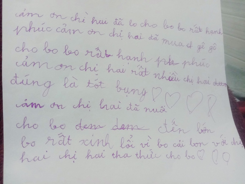 Bức thư cảm ơn chị của cậu bé lớp 1, sai chính tả quá nửa, ngôn từ lộn xộn nhưng đáng yêu - Ảnh 1.
