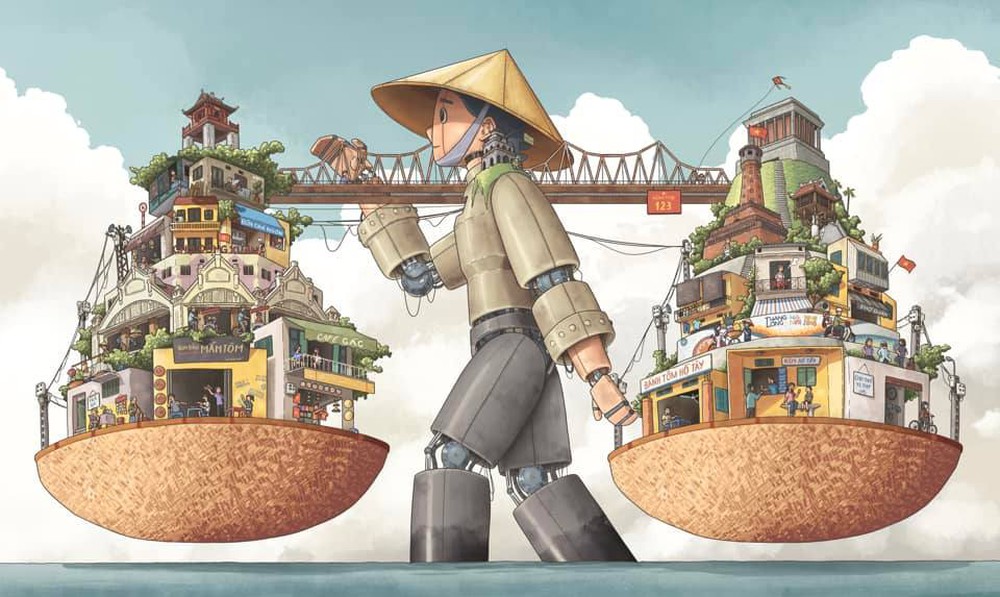 Vẽ gánh hàng rong gánh cả Hà Nội, tranh của sinh viên IT được trả gần 200 triệu - Ảnh 1.
