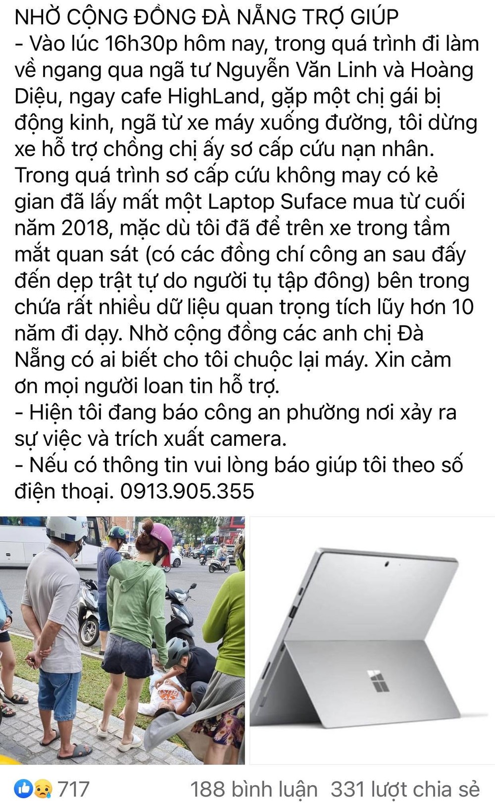 Câu chuyện được lan truyền trên nhiền diễn đàn, trang cộng đồng tại thành phố Đà Nẵng