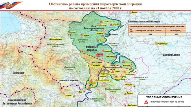 NÓNG: BQP Nga công bố bản đồ bố phòng mới ở Karabakh - Tín hiệu xấu cho QĐ Thổ Nhĩ Kỳ? - Ảnh 1.
