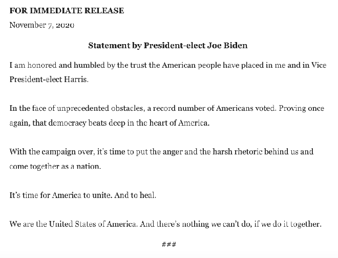 Tuyên bố đầu tiên của ông Biden sau khi đắc cử Tổng thống Mỹ: Tôi vinh dự khi được các bạn lựa chọn - Ảnh 3.
