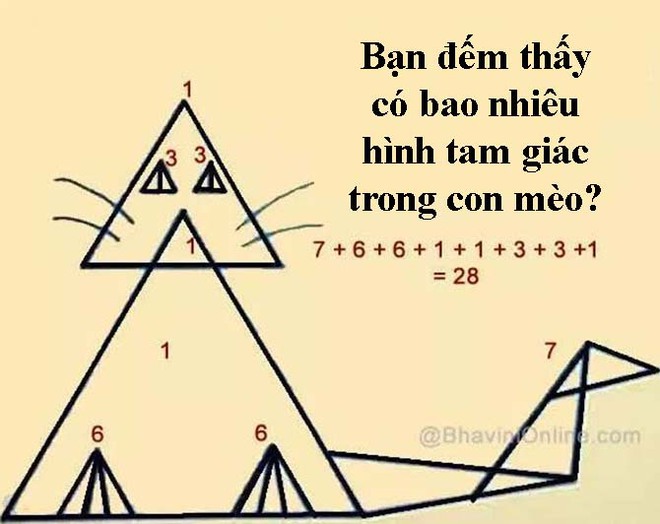 Thách thức thị giác: Bạn đếm xem có bao nhiêu tam giác trong bức hình này? - Ảnh 3.