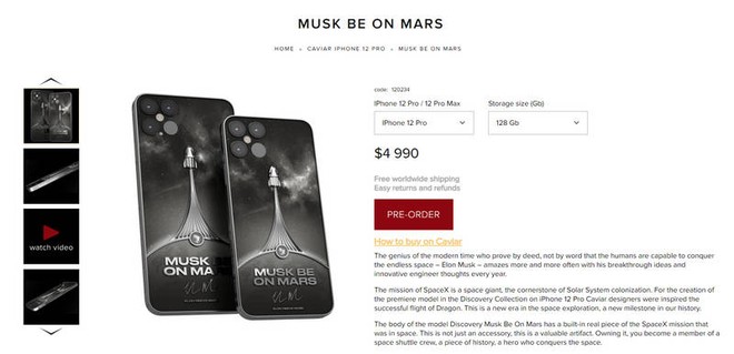 Caviar cho đặt hàng trước iPhone 12 Pro phiên bản đặc biệt “Musk Be on Mars” - Ảnh 2.