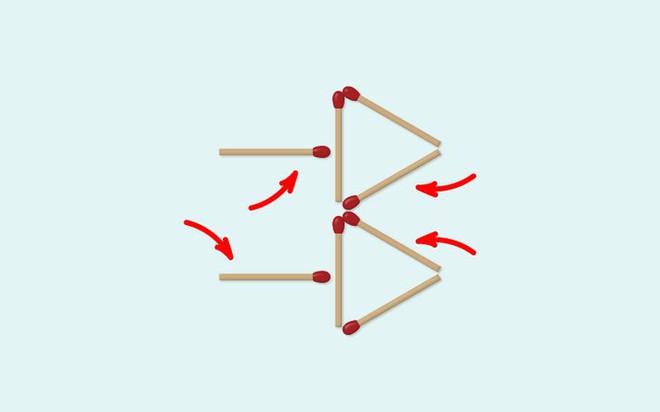 Thách thức trí não 5 giây: Đố bạn di chuyển 4 que diêm để xếp thành 2 hình tam giác - Ảnh 2.